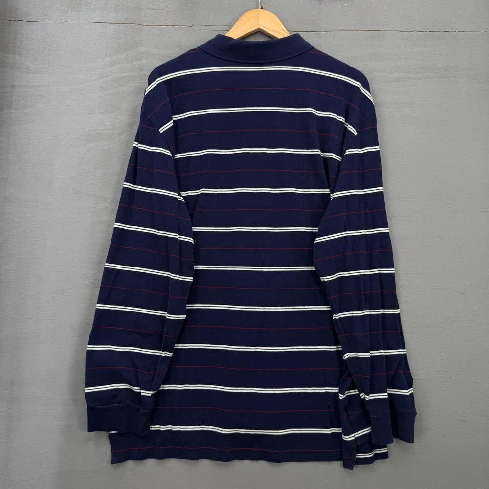 Polo Ralph Lauren Long Sleeve Shirt Navy Striped Pima Cotton Made in Peru XXL